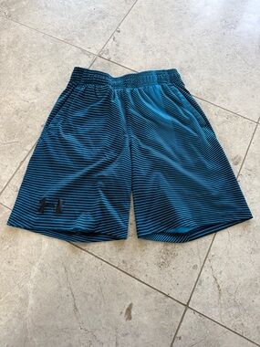 Under Armour Boy’s Teal and Black Striped Training Shorts